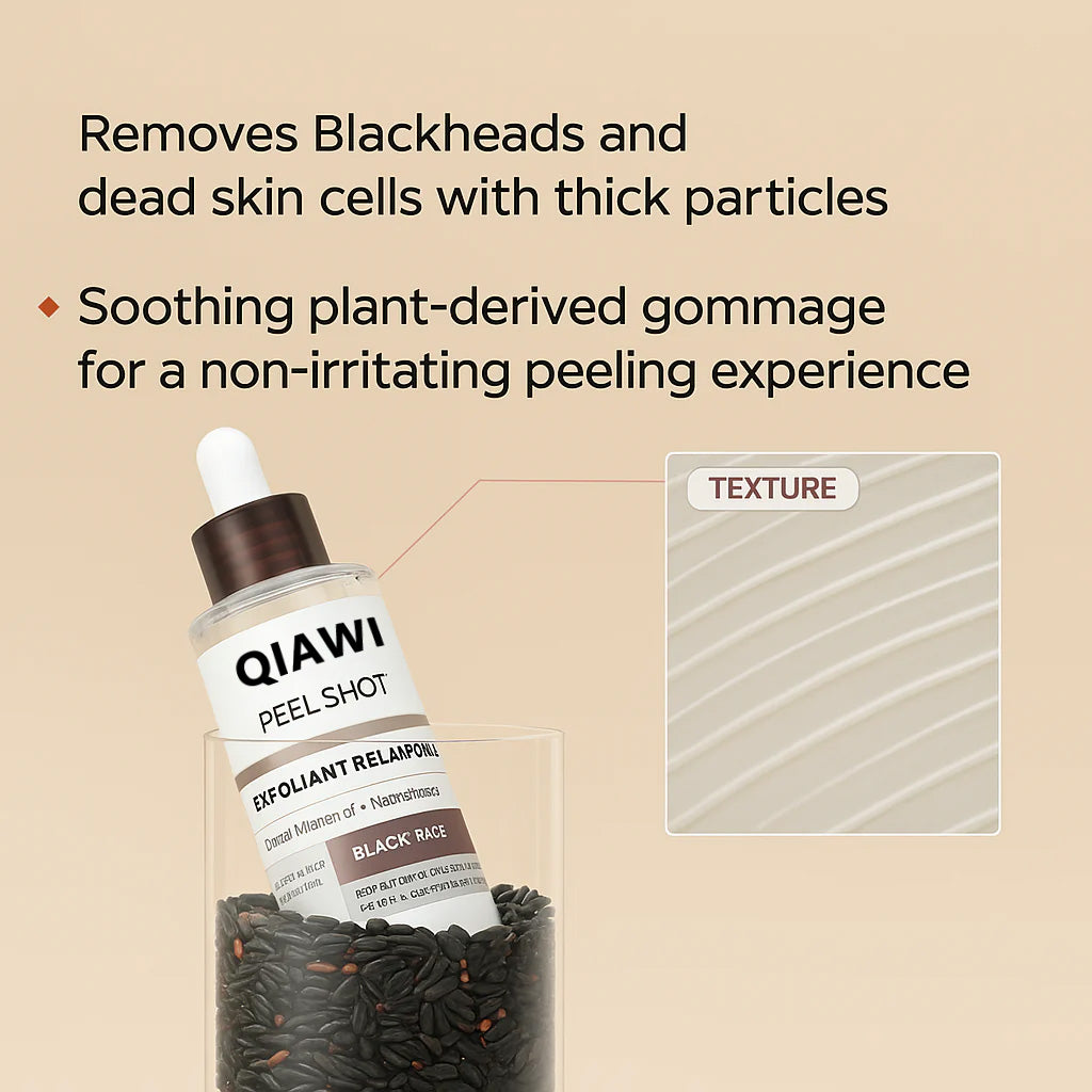 QIAWI® Peel Shot Glow Rice Ampoule Set Brightening Exfoliating Moisturizing Serum - Suitable for all skin types