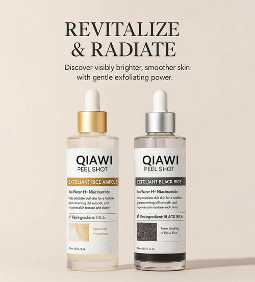 QIAWI® Peel Shot Glow Rice Ampoule Set Brightening Exfoliating Moisturizing Serum - Suitable for all skin types