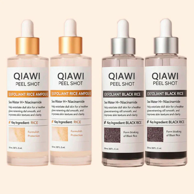 QIAWI® Peel Shot Glow Rice Ampoule Set Brightening Exfoliating Moisturizing Serum - Suitable for all skin types