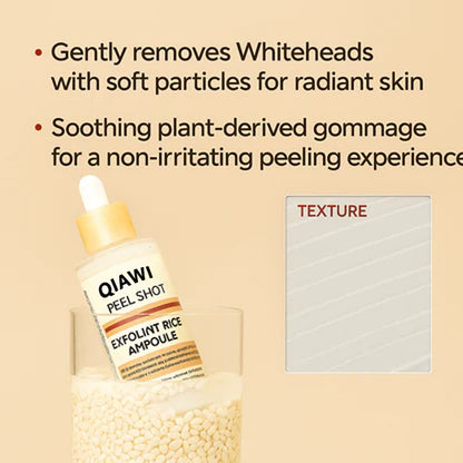 QIAWI® Peel Shot Glow Rice Ampoule Set Brightening Exfoliating Moisturizing Serum - Suitable for all skin types