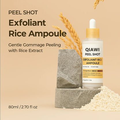 QIAWI® Peel Shot Glow Rice Ampoule Set Brightening Exfoliating Moisturizing Serum - Suitable for all skin types