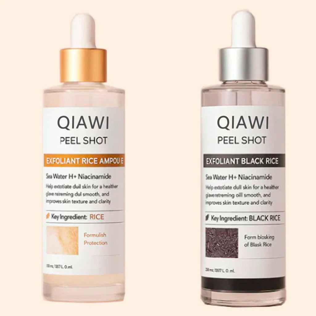 QIAWI® Peel Shot Glow Rice Ampoule Set Brightening Exfoliating Moisturizing Serum - Suitable for all skin types