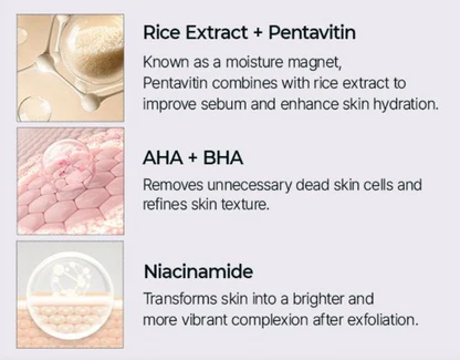 QIAWI® Peel Shot Glow Rice Ampoule Set Brightening Exfoliating Moisturizing Serum - Suitable for all skin types